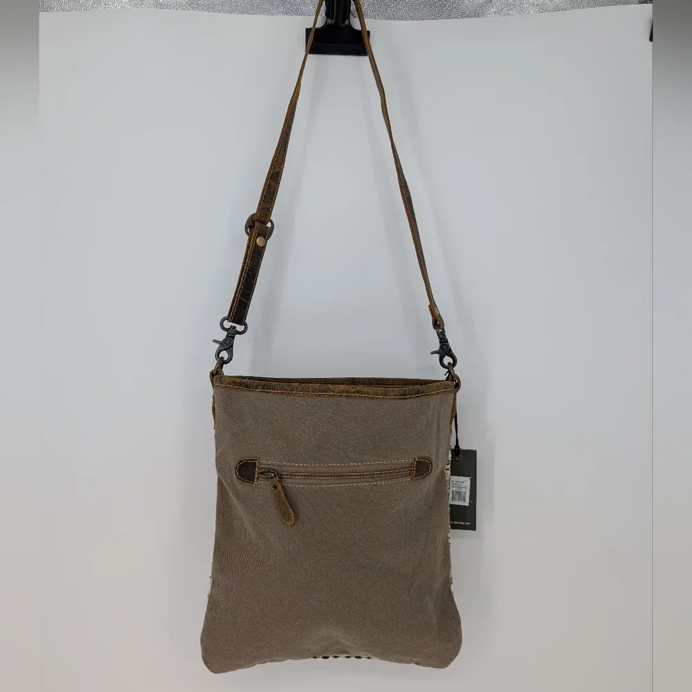 NWT Myra Bag Beige World Shoulder Bag S-2230 | Boho Canvas Leather Crossbody